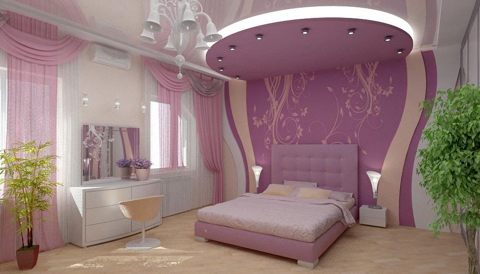 غرف نوم باللون الموف البنفسجي الوردي